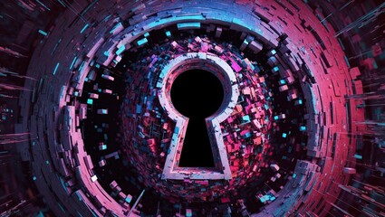 A glitchy, amorphous, and distorted key hole type 2 background