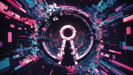 A glitchy, amorphous, and distorted key hole type 2 background