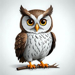 Obraz premium Cartoon owl perched on a branch with large eyes