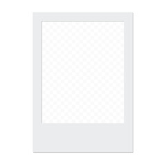 Empty white photo frame with transparent background. Photo card, film analog picture frame mockup