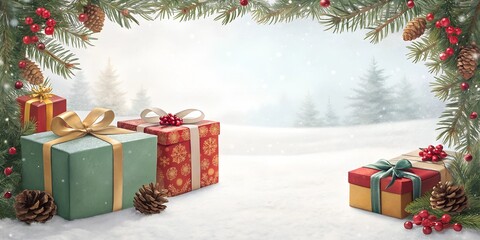 Christmas Themed Background with Festive Decorations
