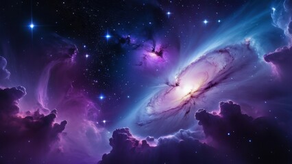 Fototapeta premium A stunning, high-resolution image of a colorful galaxy, showcasing swirling clouds of gas and stars against a deep space backdrop. Perfect for astrophysics or science projects