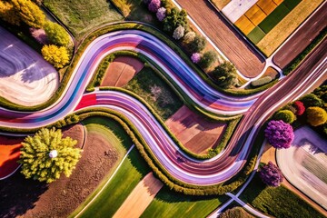 Flexibility Symbol for Modern Design in Drone Photography - Dynamic Shapes and Colors