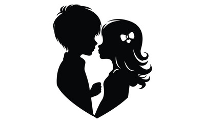 Couple boy and girl silhouette 