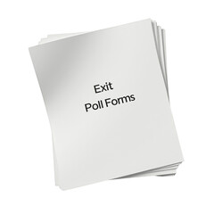 Exit poll form isolated on a plain transparent background, ultra-HD top view. Realistic with clear boundaries, no shadows, perfect for professional and commercial use.  