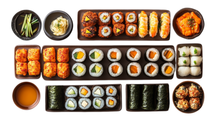 Exquisite sushi platter, a culinary journey through japanese flavors with an assortment of fresh nigiri, sashimi, and rolls