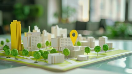 Cityscape Model with Location Pin