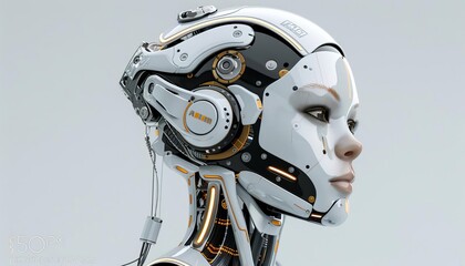 Fototapeta premium 104 Futuristic cyborg character model robotic roid female portra