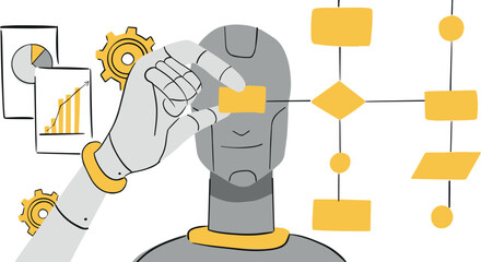 Artificial intelligence and processing - vector illustration