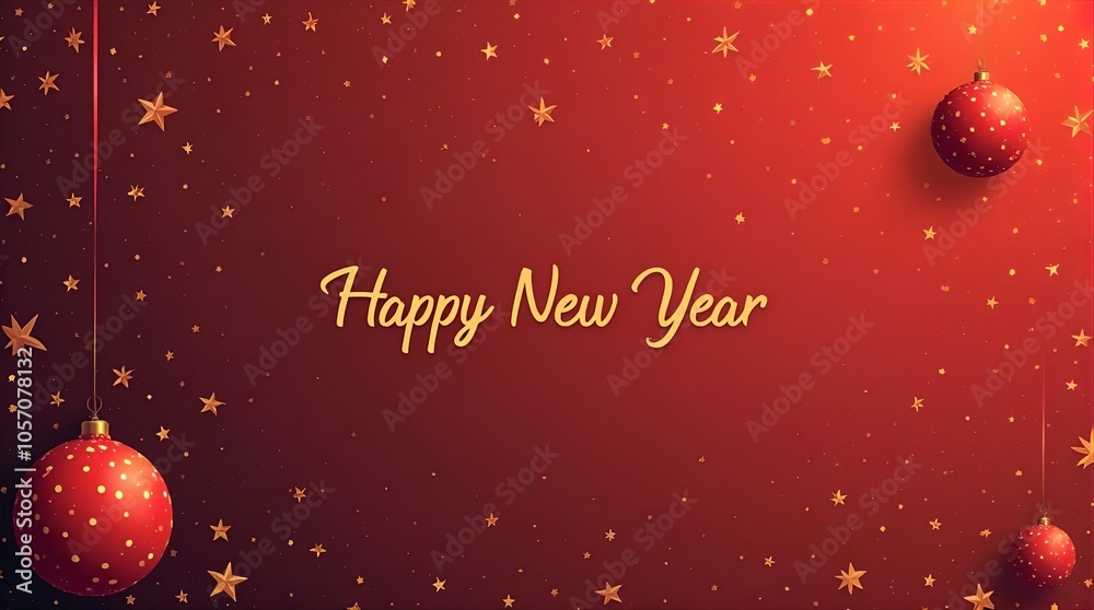 Wall mural a festive and elegant happy new year banner or background design featuring a rich red gradient backd