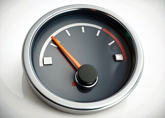 Fuel Gauge Animation Filling Up from Empty to Full on White Background - High Depth of Field for