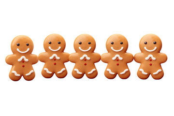 Obraz premium PNG cutout of Gingerbread cookies shaped like cheerful gingerbread men, perfect for festive celebrations and holiday treats with cute expressions