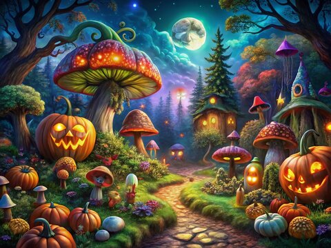 Fun-loving Ghouls Embracing Spooky Joy in a Whimsical Halloween Wonderland