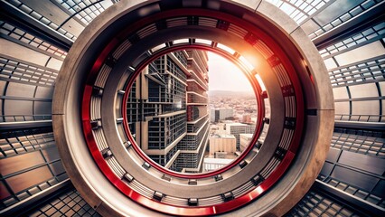 Naklejka premium Futuristic Abstract Circle Design for Technology Concept in Urban Exploration Photography