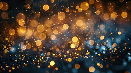 Abstract golden Christmas bokeh on a dark backdrop