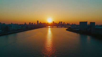 Obraz premium 東京お台場の夕日の眺望