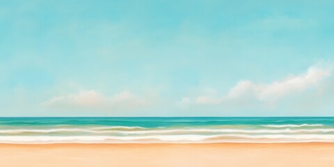 Obraz premium Tranquil Beach Seascape with Blue Sky and White Clouds Summer Vacation Background
