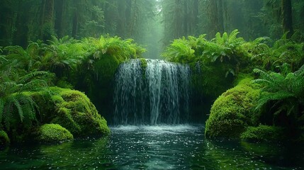 Secret waterfall in the olympic national park