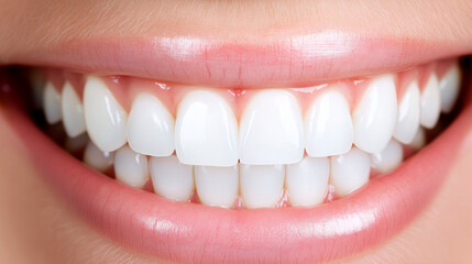 Fototapeta premium bright smile showcasing perfectly whitened teeth, highlighting dental care and hygiene. close up emphasizes shine and health of teeth, creating inviting appearance