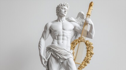 Obraz premium Elegant Sculpture of Apollo with Lyre and Laurel Wreath