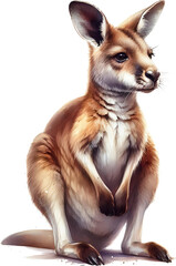 Obraz premium Vigilant Kangaroo Illustration on Transparent background 