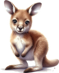 Obraz premium Vigilant Kangaroo Illustration on Transparent background 