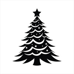 Obraz premium christmas tree lights illustration vector, Christmas Tree Silhouette Clipart Design