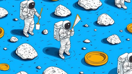 Astronauts Performing Fun Chores in Outer Space