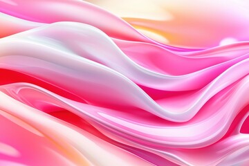 A vibrant, flowing abstract design featuring soft waves in shades of pink and white, creating a dreamy, ethereal atmosphere.