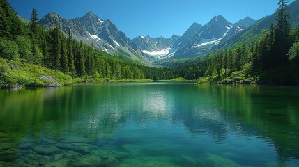 remote glacial lake in alaska morning