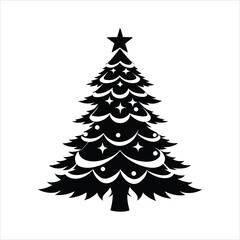 Obraz premium christmas tree lights illustration vector, Christmas Tree Silhouette Clipart Design