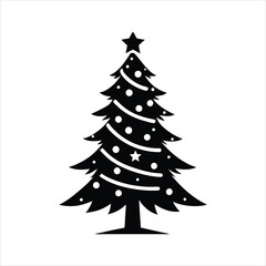 christmas tree lights illustration vector, Christmas Tree Silhouette Clipart Design