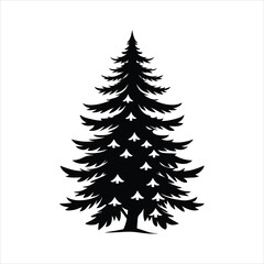 Obraz premium christmas tree lights illustration vector, Christmas Tree Silhouette Clipart Design