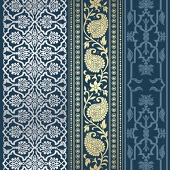 wedding card design, traditional paisley floral pattern , royal India	