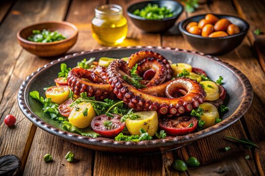Grilled Octopus Polvo Lagareiro - Authentic Portuguese Cuisine Photography