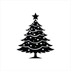 Obraz premium christmas tree lights illustration vector, Christmas Tree Silhouette Clipart Design