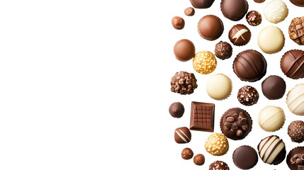 Obraz premium Delicious chocolates on white background, a sweet treat for every occasion 