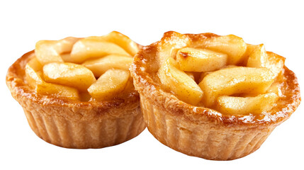 Fototapeta premium Two irresistible miniature apple pies on a dark background, tempting treat for dessert lovers.