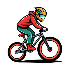 Fototapeta premium BMX Bicycle Sport Vector Illustration featuring a Man Performing Extreme Stunts, such as Jumping or Standing, in a Flat Style white Background