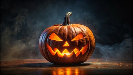 Halloween Pumpkin on Black Background - Spooky Decor for Fall Celebrations