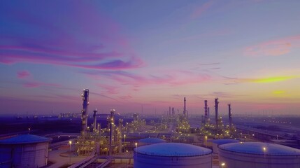 Obraz premium Industrial Complex at Dusk