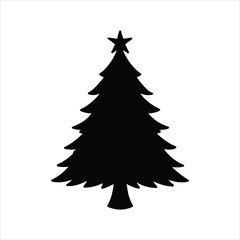 Obraz premium christmas tree lights illustration vector, Christmas Tree Silhouette Clipart Design