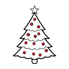 Fototapeta premium Christmas Tree vector illustration in black and white - Christmas tree lights Clipart Design 