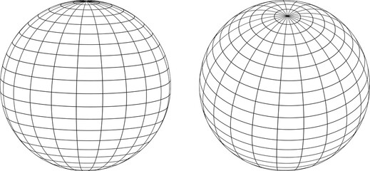 World globe grids icon set, Earth longitude and latitude line, set Earth globe hemispheres, linear striped globes