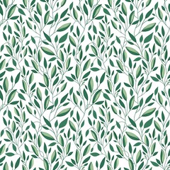 Seamless Green Leafves Pattern. Botanical  Background Natural Textures for Fabric, Wallpaper, Packaging and Eco Design