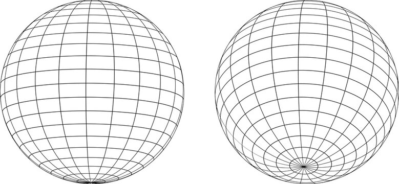 The Outline Globe Sphere Set features minimalistic, outlined globe illustrations ideal for various digital design projects