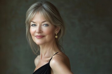 Naklejka premium A beautiful and elegant old European woman, she has blue eyes, blonde hair 