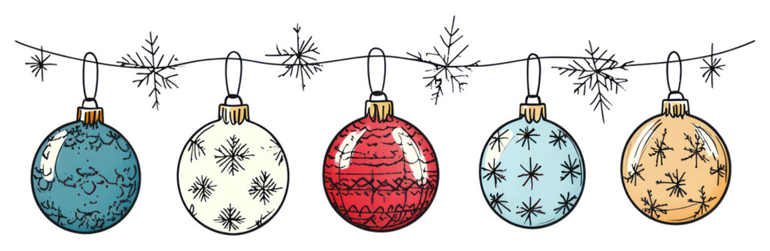 PNG Hand drawn christmas baubles ornaments illustration accessories.