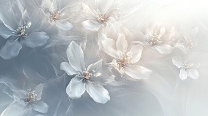 A captivating image showcasing a cluster of delicate white flowers set against a softly diffused background