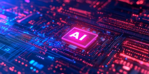 Obraz premium Abstract futuristic digital technology background with glowing hologram text 